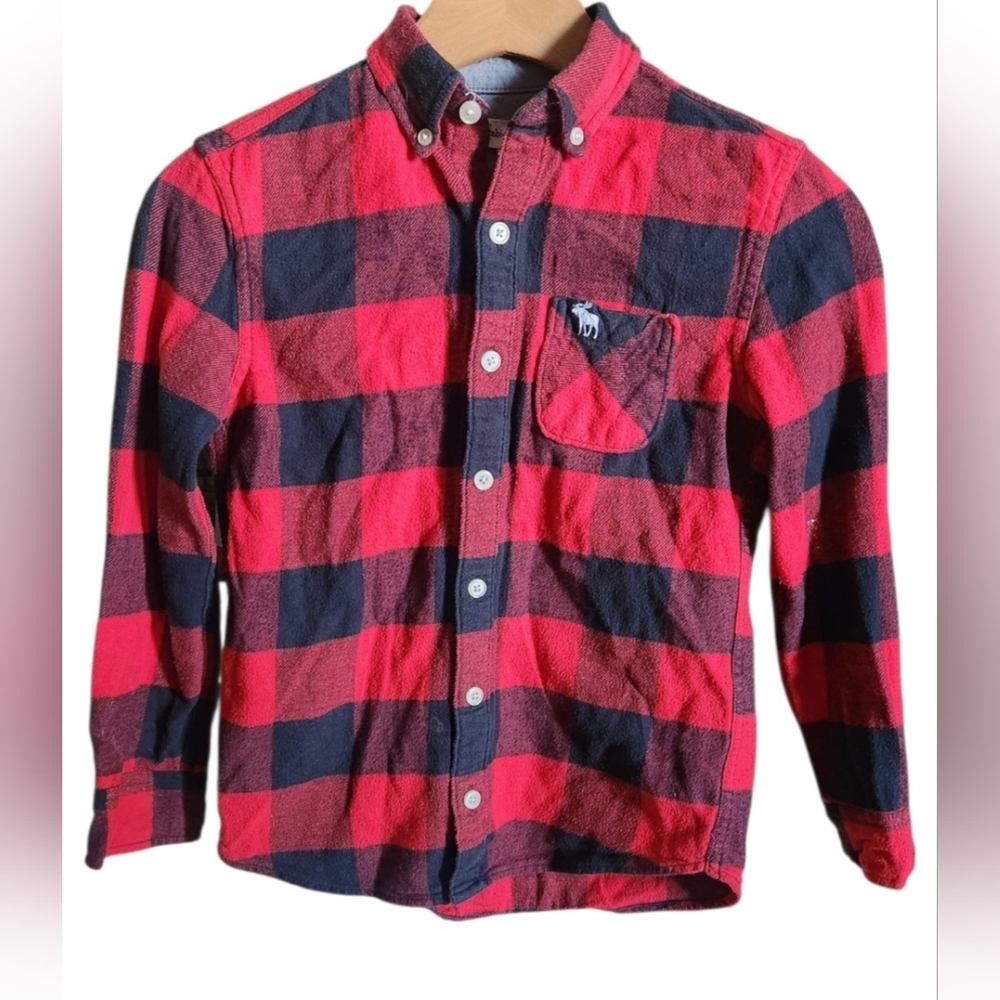 Abercrombie Kids Red & Navy Buffalo Plaid Button-Up Shirt